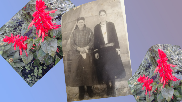 Старое фото, рядом с моей прабабушкой Матреной, вдова ее сына погибшего на ВОВ